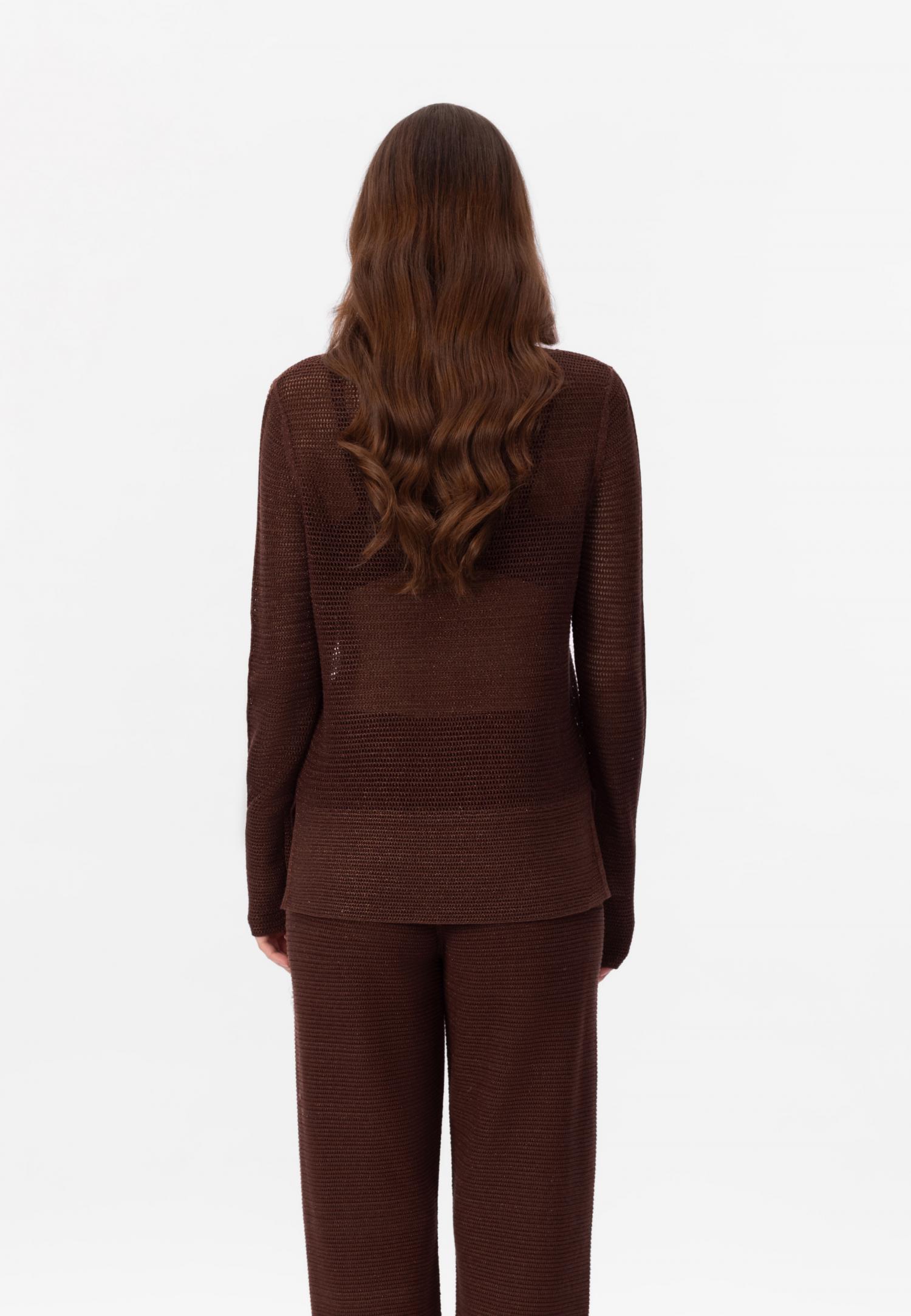 Джемпер з довгим рукавом з шовку та бавовни